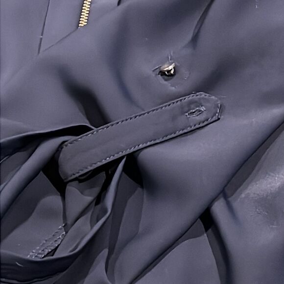 Zara basic Collection Roll Tab Sleeve 1/2 Zip Chiffon Georgette Pullover Blouse - Picture 6 of 8